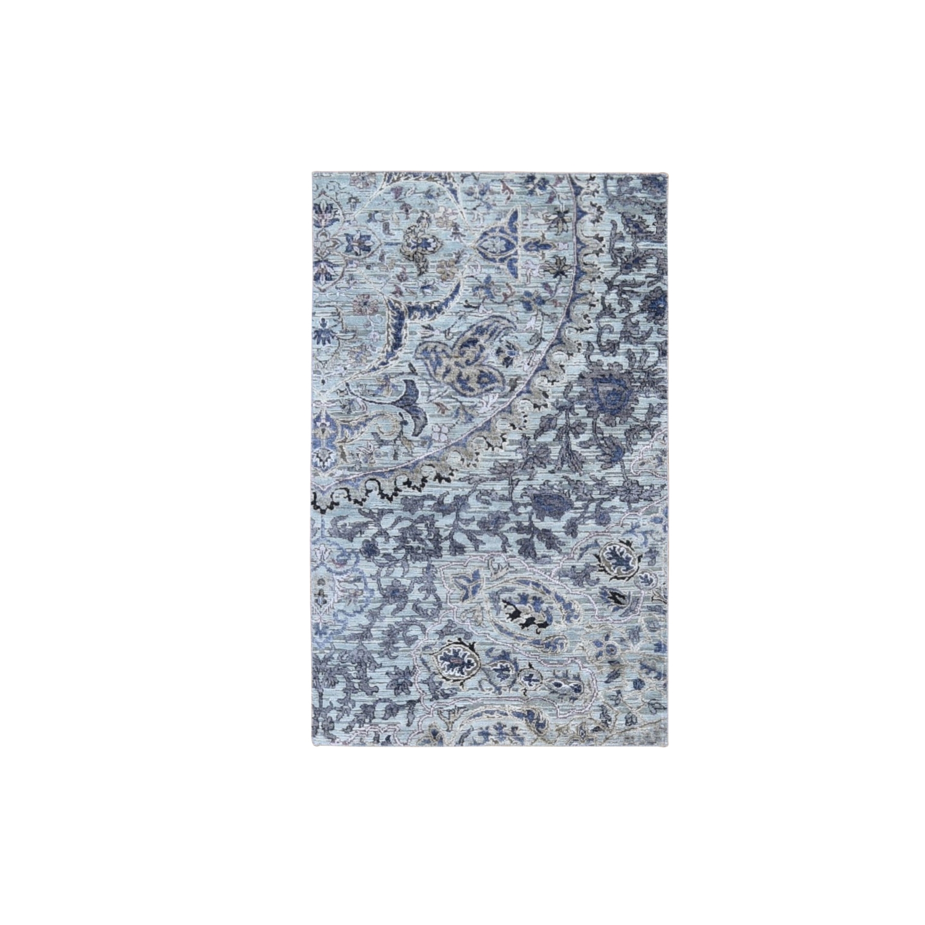Transitional Silk Hand-Knotted Area Rug 3'0